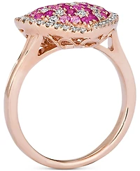 Le Vian Strawberry Ombre Pink Ombre Ruby (1/2 ct. t.w.) & Nude Diamond (3/8 ct. t.w.) Heart Ring in 14k Rose Gold