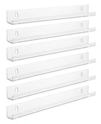 Sorbus 6 Pack Clear Wall Mounted Storage Shelves - for Home, Bathroom & More
