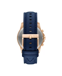 A|X Armani Exchange Men's Chronograph Blue Leather Strap Watch 44mm