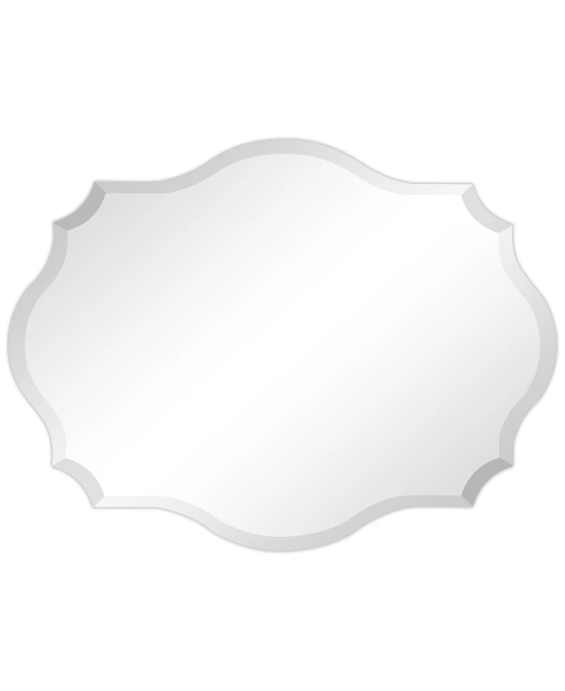 Empire Art Direct Frameless Beveled Oblong Scalloped Wall Mirror