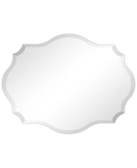 Empire Art Direct Frameless Beveled Oblong Scalloped Wall Mirror