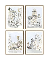 Paragon Picture Gallery Street Scenes 25" x 19" Wall Art Set, 4 Pieces