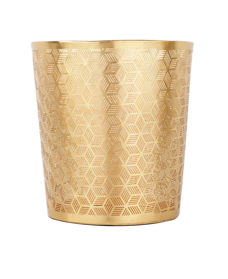 CosmoLiving by Cosmopolitan Gold Metal Glam Small Waste Bin, 10 " x 9 " x 9 "