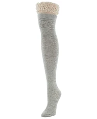 MeMoi Women's Warped Crochet Over The Knee Socks