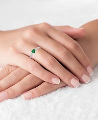 Red, Green, Purple, or White Heart Cubic Zirconia Ring Rhodium Plated Sterling Silver