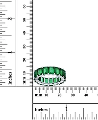 Emerald Cut Cubic Zirconia Eternity Band in Rhodium Plated Sterling Silver