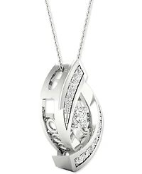 Twinkling Diamond Star Diamond Swirl 18" Pendant Necklace (1/4 ct. t.w.) in 10k White Gold