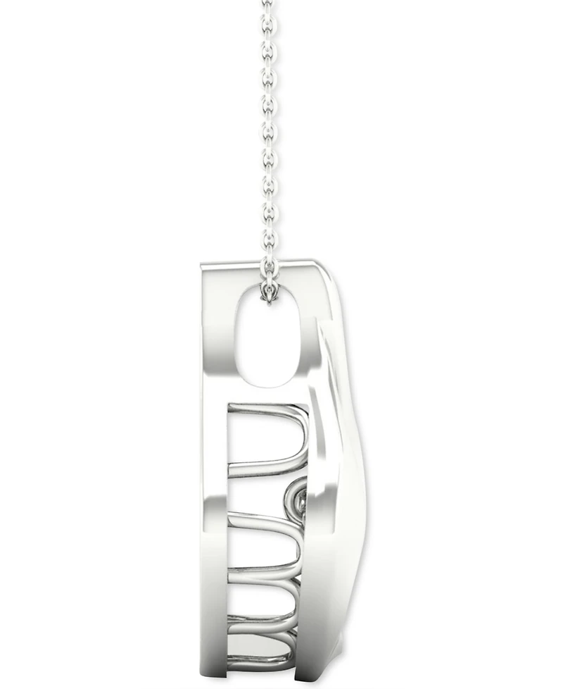 Twinkling Diamond Star Diamond Framed Solitaire 18" Pendant Necklace (1/5 ct. t.w.) in 10k White Gold