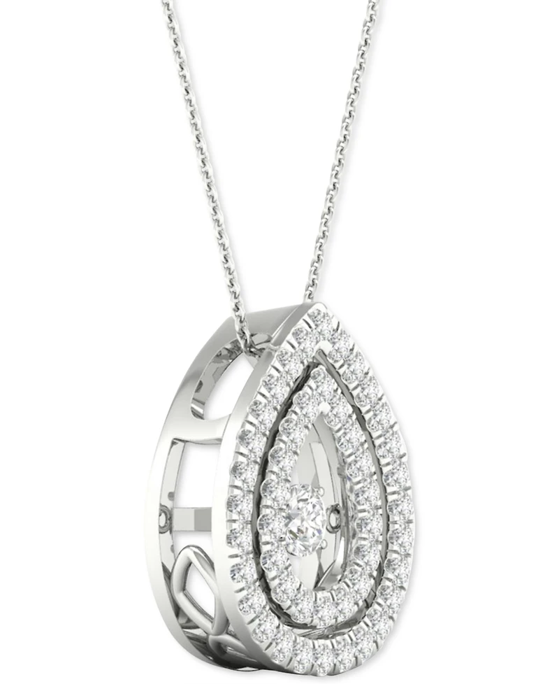 Twinkling Diamond Star Diamond Double Teardrop Halo 18" Pendant Necklace (3/8 ct. t.w.) in 10k White Gold