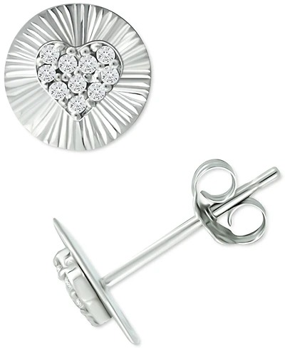 Giani Bernini Cubic Zirconia Heart Disc Stud Earrings, Created for Macy's