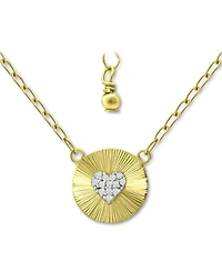 Giani Bernini Cubic Zirconia Heart Cluster Disc Pendant Necklace, 16" + 2" extender, Created for Macy's