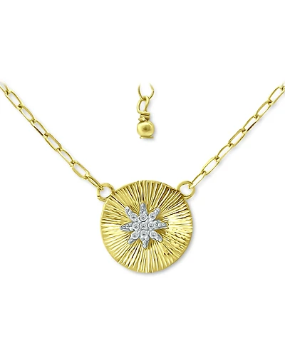 Giani Bernini Cubic Zirconia Star Disc Pendant Necklace, 16" + 2" extender, Created for Macy's