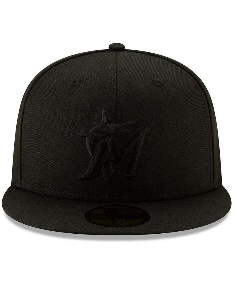 New Era Men's Black Miami Marlins 2019 Black-on-Black 59FIFTY Fitted Hat