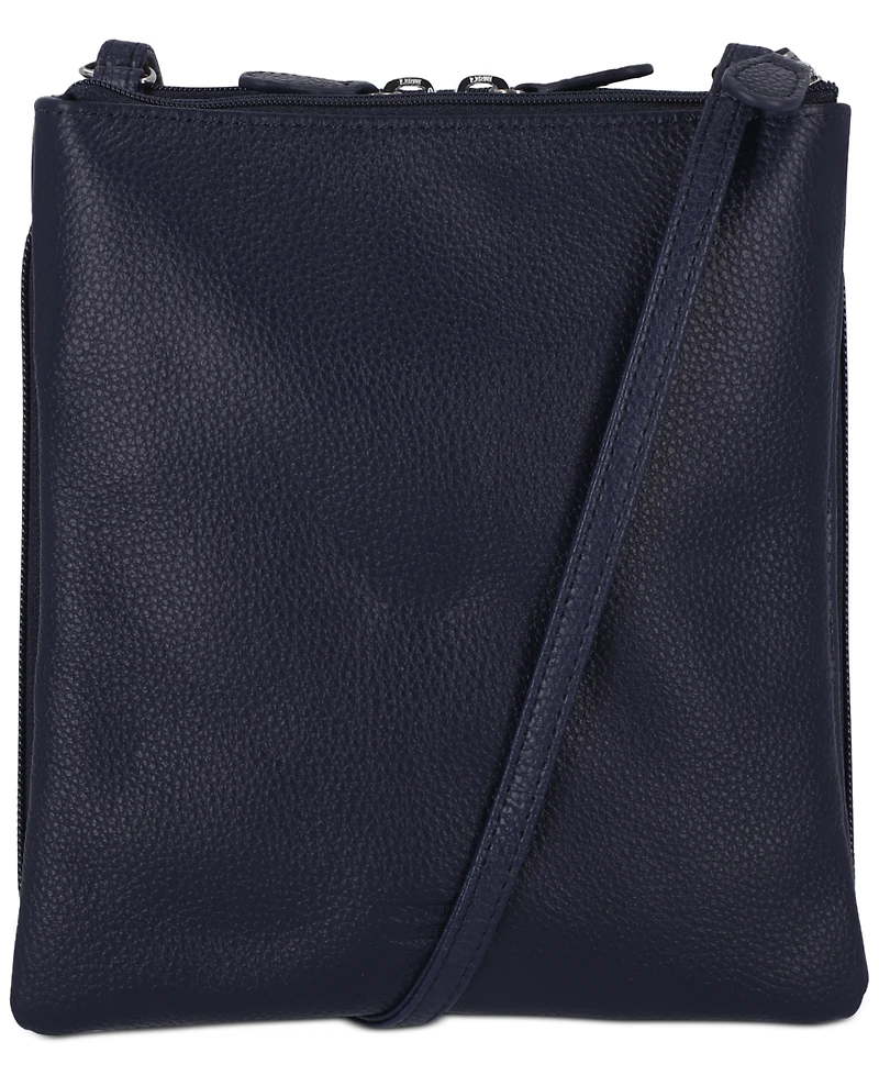 Giani Bernini Triple-Zip Pebble Leather Dasher Crossbody