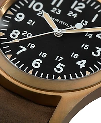 Hamilton Men's Swiss Mechanical Khaki Field Brown Leather Strap Watch 38mm