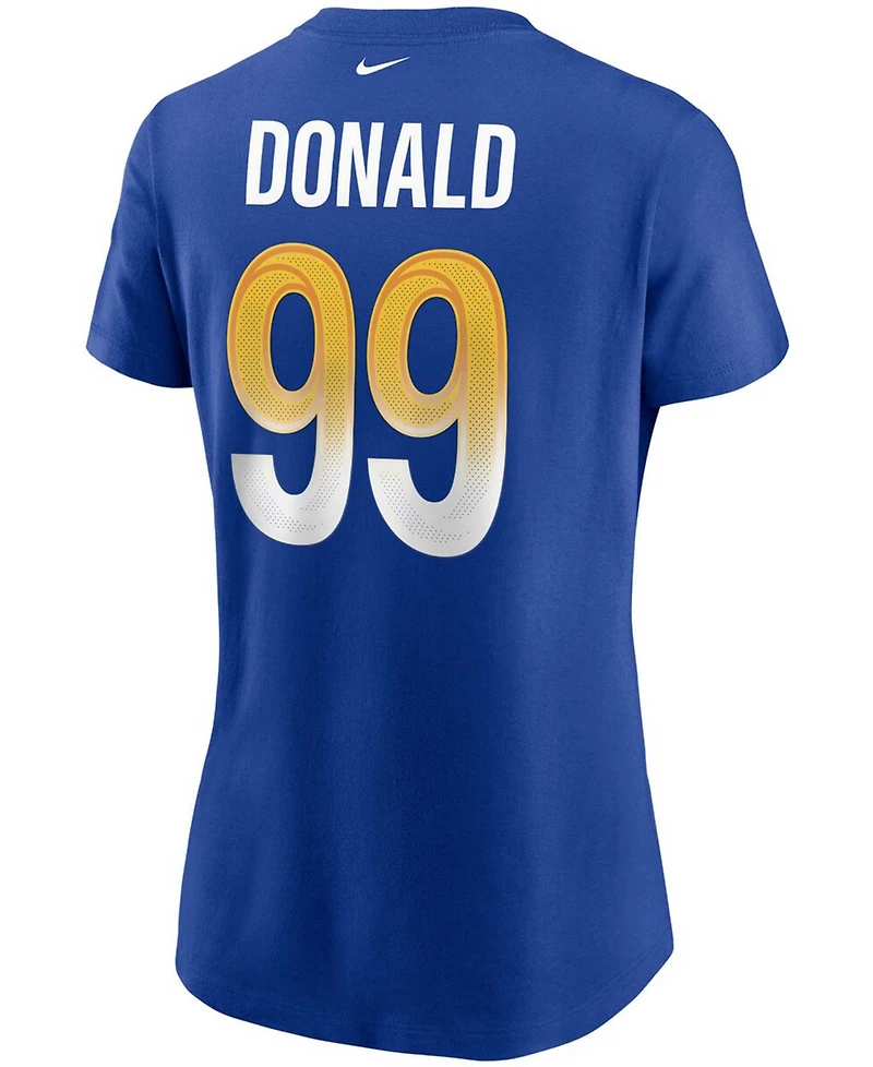 Women's Aaron Donald Royal Los Angeles Rams Name Number T-shirt