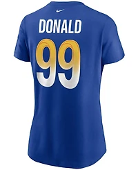 Women's Aaron Donald Royal Los Angeles Rams Name Number T-shirt