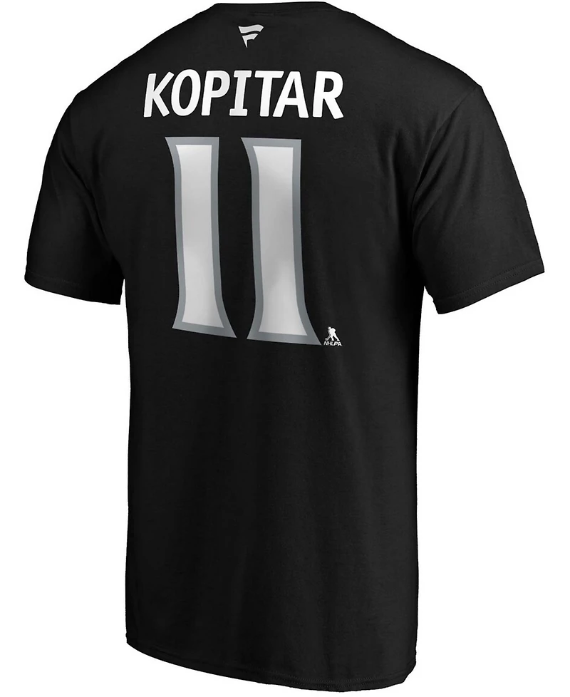 Men's Anze Kopitar Black Los Angeles Kings Team Authentic Stack Name and Number T-shirt