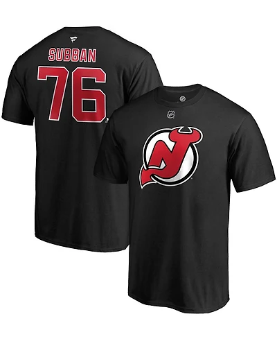 Men's P.k. Subban Black New Jersey Devils Authentic Stack Name and Number T-shirt