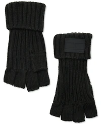 Tommy Hilfiger Men's Ghost Rib Knit Logo Patch Fingerless Gloves