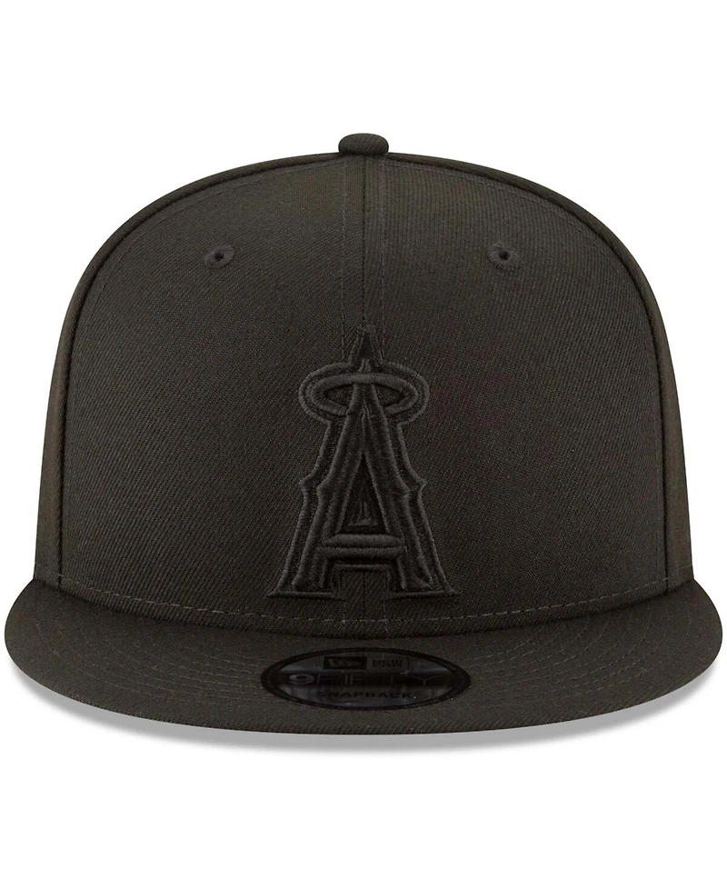 Men's Black Los Angeles Angels Black on Black 9FIFTY Team Snapback Adjustable Hat