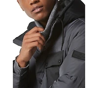 Marc New York Men's Halifax Fabric Blocked Quilted Hooded Trucker Jacket