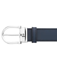 Montblanc Men's Horseshoe Shiny Stainless Steel Reversible Leather Belt