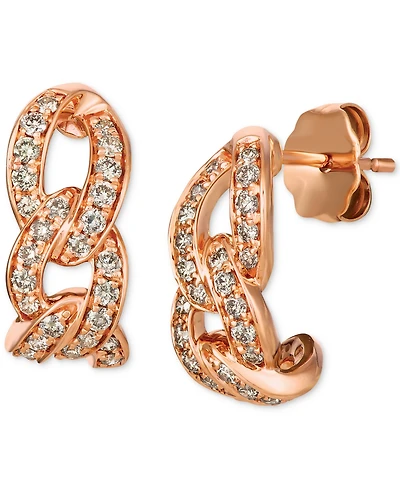 Le Vian Nude Diamond Interlocking Link J-Hoop Earrings (3/8 ct. t.w.) in 14k Rose Gold