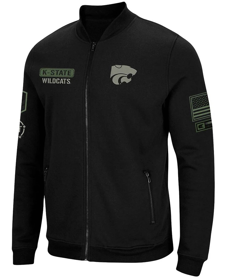 Men's Black Kansas State Wildcats Oht Military-Inspired Appreciation High-Speed Bomber Full-Zip Jacket