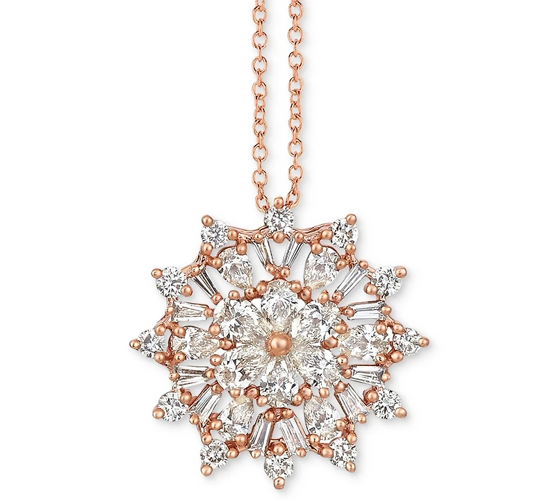 Le Vian Nude Diamond Snowflake Cluster 18" Pendant Necklace (7/8 ct. t.w.) in 14k Rose Gold
