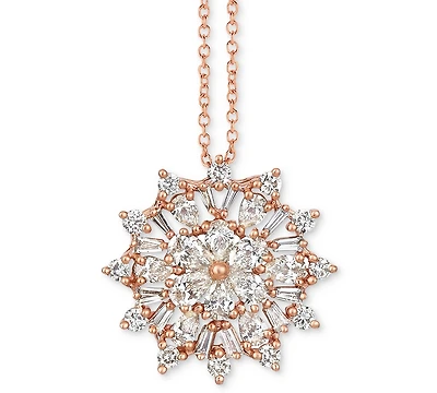 Le Vian Nude Diamond Snowflake Cluster 18" Pendant Necklace (7/8 ct. t.w.) in 14k Rose Gold