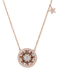 Le Vian Chocolate Diamond (1/4 ct. t.w.) & Vanilla Diamond (3/8 ct. t.w.) Star Halo Cluster 17" Pendant Necklace in 14k Rose Gold