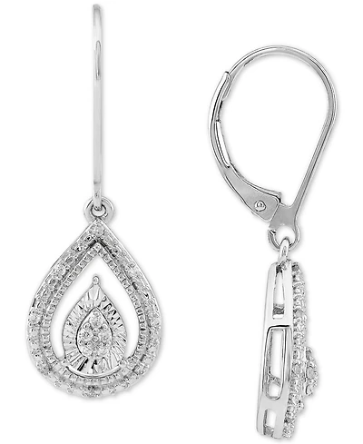 Diamond Teardrop Leverback Drop Earrings (1/10 ct. t.w.) in Sterling Silver