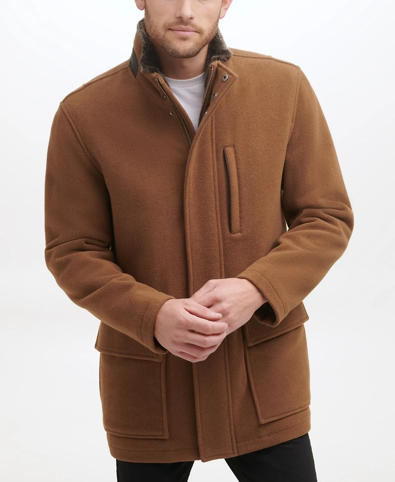 Cole Haan Men's Wool Plush Car Coat