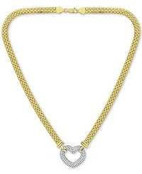 Cubic Zirconia Heart 18" Pendant Necklace in Sterling Silver & 18k Gold-Plate