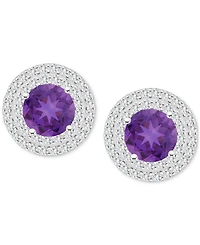 Rhodolite Garnet (3-1/3 ct. t.w.) & White Topaz (3/4 Stud Earrings Sterling Silver (Also Citrine, Peridot, Blue Topaz, Amethyst)