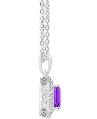 Rhodolite Garnet (2 ct. t.w.) & White Topaz (1/2 Octagon Halo 18" Pendant Necklace Sterling Silver (Also Citrine, Peridot, Amethyst