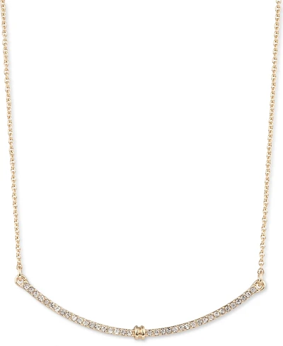 Lauren Ralph Lauren Gold-Tone Pave Curved Bar Statement Necklace, 16" + 3" extender