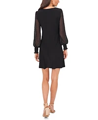 Msk Petite Clip-Dot-Sleeve Sheath Dress