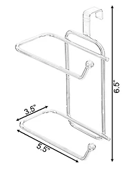 Chrome Toilet Tissue Paper Roll Holder Dispenser, Over The Tank Two Slot Tissue Organizer