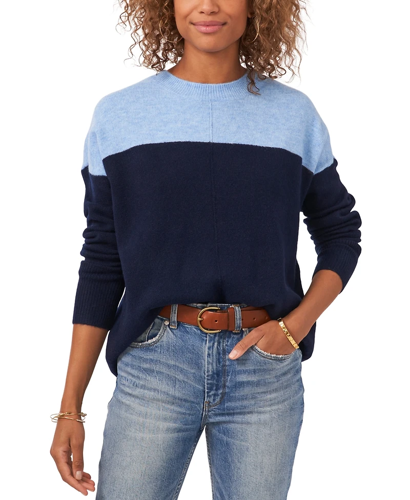 Vince Camuto Cozy Extended Shoulder Color Blocked Sweater