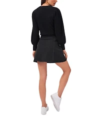 1.state Women's Variegated Cables Crew Neck Sweater