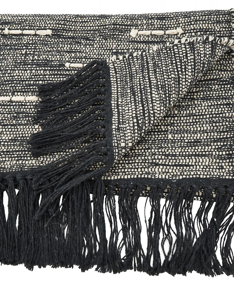 Saro Lifestyle Table Runner with Dashed Stitch Design, 54" x 16"