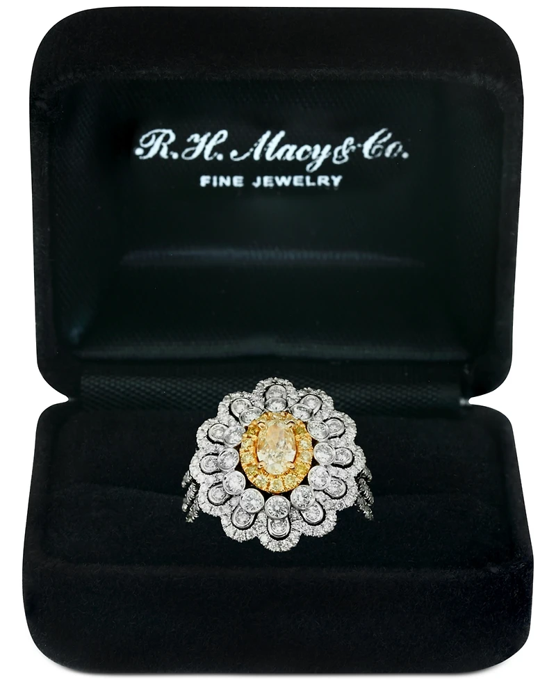 Effy Yellow Diamond (7/8 ct. t.w.) & White Diamond (1-1/3 ct. t.w.) Ring in 18k Two-Tone Gold