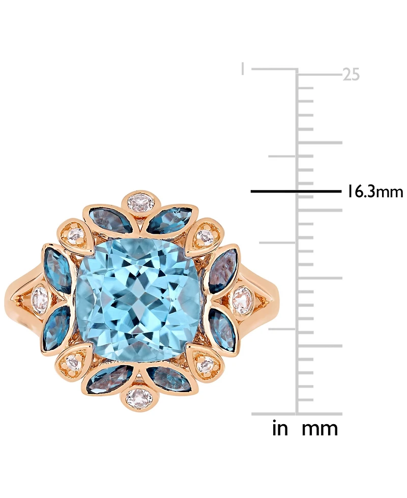 Blue Topaz (4-1/2 ct. t.w.) & White (1/5 Ring 18k Rose Gold-Plated Sterling Silver