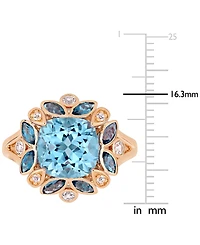 Blue Topaz (4-1/2 ct. t.w.) & White (1/5 Ring 18k Rose Gold-Plated Sterling Silver
