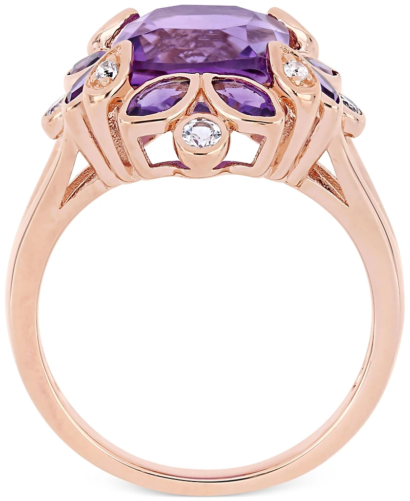 Amethyst (3 ct. t.w.) & White Topaz (1/5 Ring 18k Rose Gold-Plated Sterling Silver