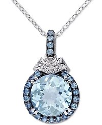 Blue Topaz (4-3/4 ct. t.w.) & Diamond (1/20 ct. t.w.) 18" Pendant Necklace in Sterling Silver