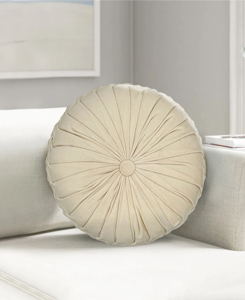 Mod Lifestyles Button Tufted Velvet Decorative Pillow, 16" Round