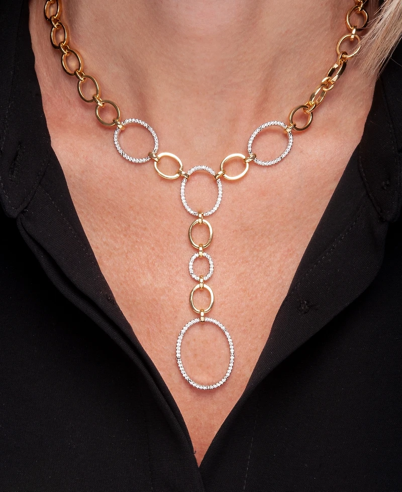 Wrapped in Love Diamond Oval Link 20" Lariat Necklace (1 ct. t.w.) in 14k Gold-Plated Sterling Silver, Created for Macy's
